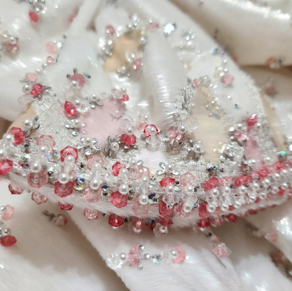 SPRING Easter MOSCHINO COUTURE Faux Fur Dress Marie Antoinette Embellished Beads - Picture 9 of 16